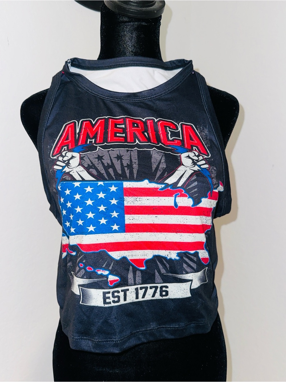 Patriotic America Graphic Tank Top - Black/Red/White/Blue